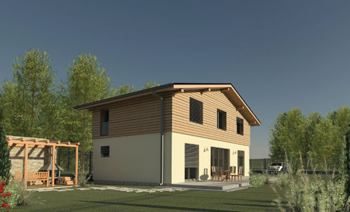 Projekt domu z dwuspadowym dachem, z poddaszem, 4 sypialnie, 2 łazienki i kuchnia ze spiżarką